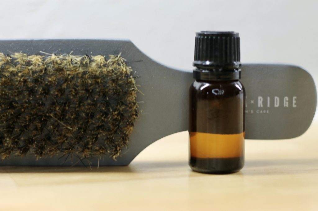 Homemade Beard Oil with beard brush