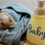 Foaming Baby Soap with baby towel and tub thermometer
