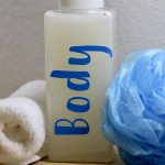 DIY Foaming Body Wash with a bath puff and washcloth